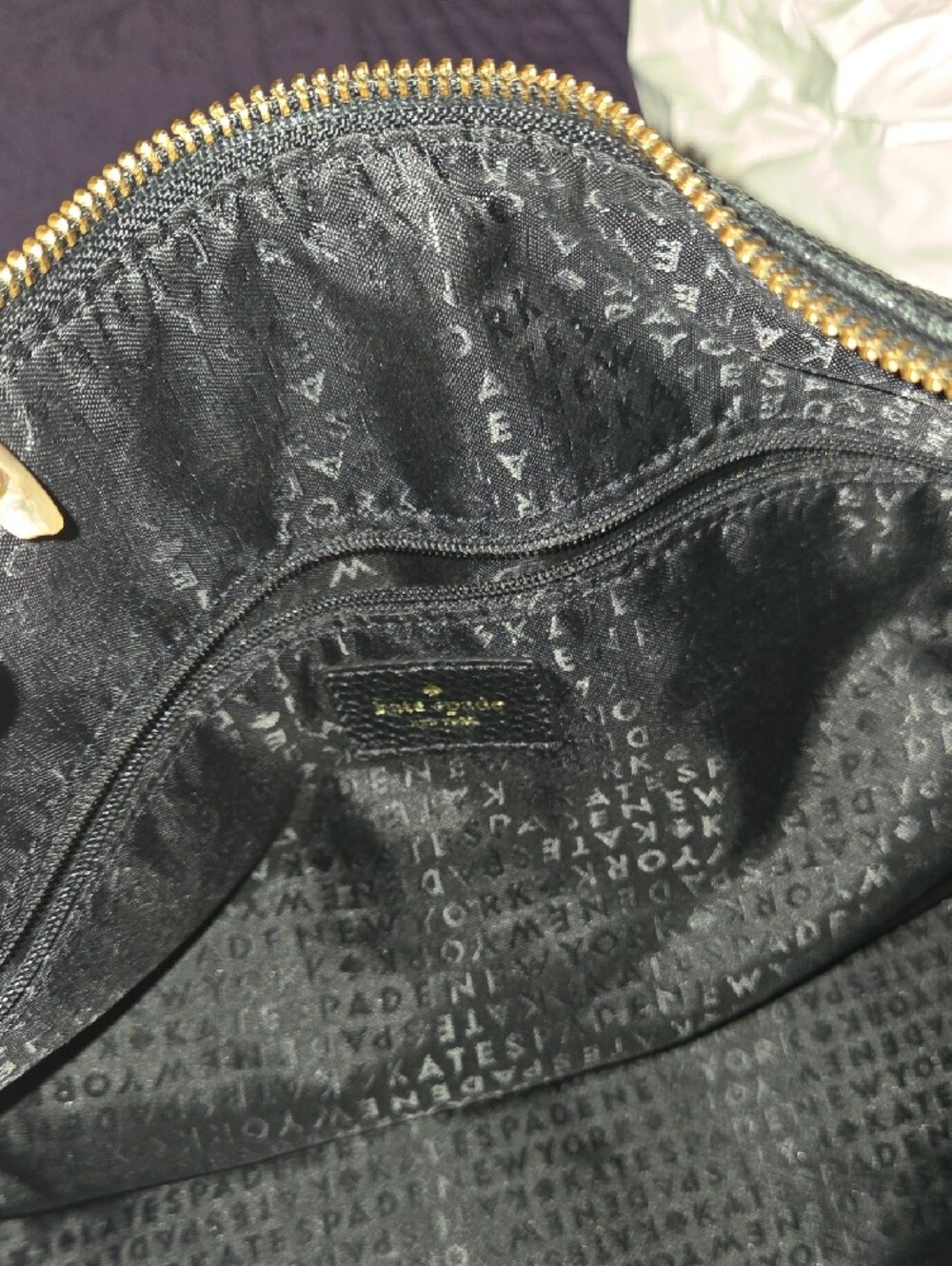 kate spade Black Pebbled Leather Shoulder Hobo with Gold Hardware. - Picture 7 of 11